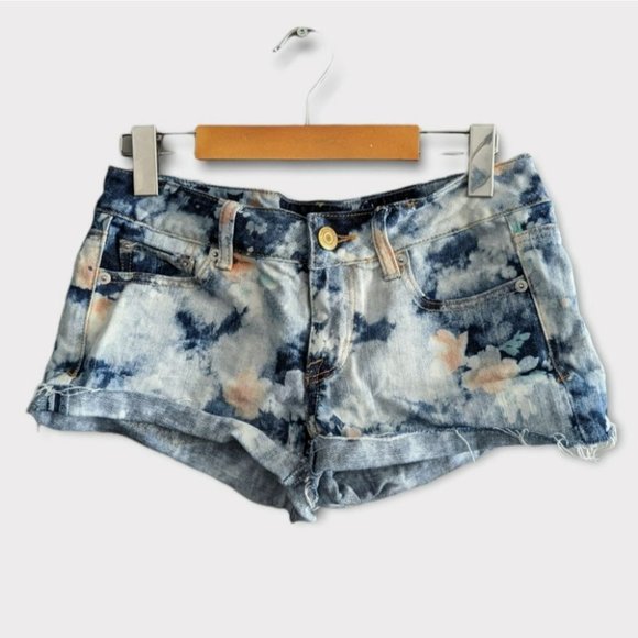 American Eagle Outfitters Pants - American Eagle watercolor distressed jean shorts size 2